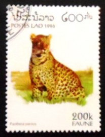 Selo postal do Laos de 1996 Leopard
