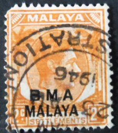 Selo postal da Malásia de 1945 Overprinted B.M.A. Malaya