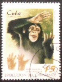 Selo postal de Cuba de 1998 Chimpanzee Hand and Foot