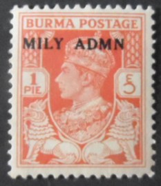 Selo postal da Birmânia de 1945 King George VI overprinted