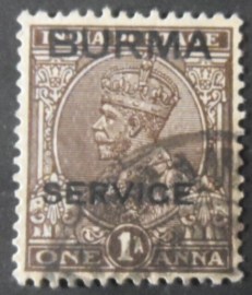Selo postal da Birmânia de 1937 King George VI overprinted