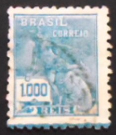 Selo Postal do Brasil de 1939 Mercúrio e Globo 1000