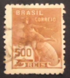 Selo postal do Brasil de 1936 Mercúrio 500