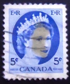Selo postal do Canadá de 1954 Queen Elizabeth II 5