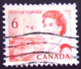 Selo postal do Canadá de 1968 Queen Elizabeth II transport 6