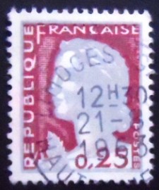 Selo postal da França de 1960 Marianne type Decaris II 25