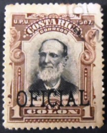 Selo postal da Costa Rica de 1908 Jesús Jiménez Zamora OFICIAL