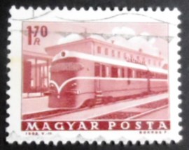 Selo postal da Hungria de 1963 Diesel locomotive in Keszthely Station