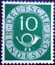 Selo postal da Alemanha de 1951 Digits with Posthorn 10