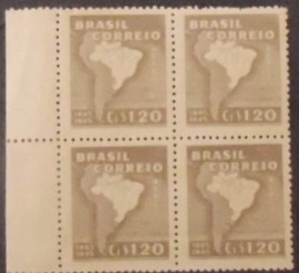 Quadra de selos postais do Brasil de 1945 Barão Rio Branco