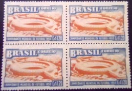 Quadra de selos postais do Brasil de 1950 Maracanã