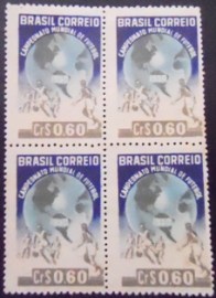 Quadra de selos postais do Brasil de 1950 Copa do Mundo 0,60