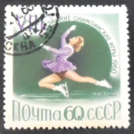 Selo postal da União Soviética de 1960 Woman Figure Skater