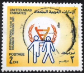 Selo postal dos Emirados Árabes Unidos de 1981 Helping Disable people