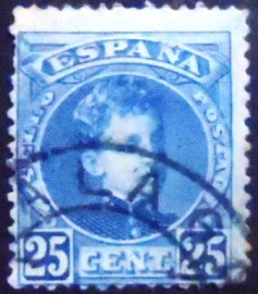 Selo postal da Espanha de 1901 King Alfonso XIII 25