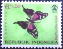 Selo postal da Indonésia de 1963 Purple Spotted Swallowtail