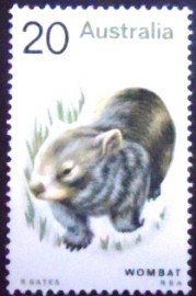 Selo postal da Austrália de 1974 Common Wombat