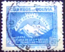 Selo postal da Bolívia de 1947 Mt. Illimani 2,50