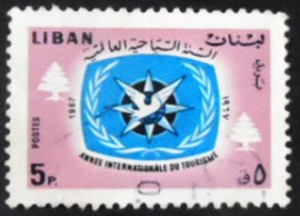 Selo postal do Líbano de 1967 ITY Emblem and Cedars