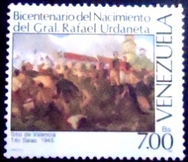 Selo postal da Venezuela de 1988 Battle of Valencia by Tito Salas