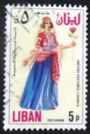 Selo postal do Líbano de 1973 Girls dress