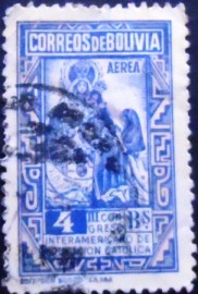 Selo postal da Bolívia de 1948 Madonna of Copacabana