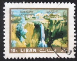 Selo postal do Líbano de 1966 Waterfall