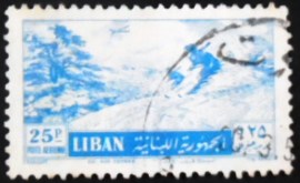 Selo postal do Líbano de 1955 Skiing Among the Cedars