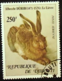 Selo postal de Djibouti de 1978 European Hare by A. Dürer