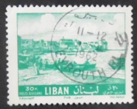 Selo postal do Líbano de 1961 Beach at Tyre