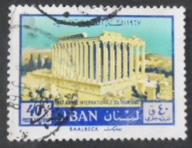 Selo postal do Líbano de 1967 Temple of Bacchu