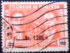 Selo postal da Bolívia de 1960 Presidents P.Estenssoro and G.Vargas