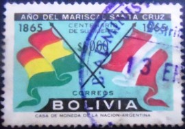 Selo postal da Bolívia de 1966 Flags of Bolivia and Peru
