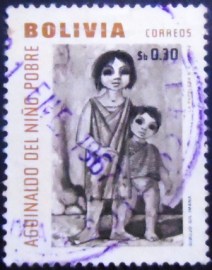 Selo postal da Bolívia de 1966 Needy children