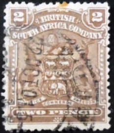 Selo postal da África do Sul Britânica de 1898 Coat of Arms