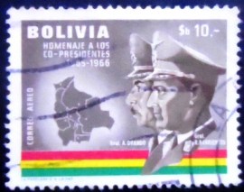 Selo postal da Bolívia de 1966 Generals Ovando and Barrientos