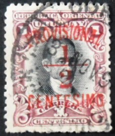 Selo postal do Uruguai de 1898 Joaquin Suarez Surcharged