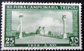 Selo postal da Tripolitânia de 1938 Industry pavilion at the fair