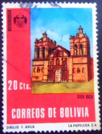 Selo postal da Bolívia de 1971 Cathedral Sica Sica