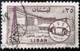 Selo postal do Líbano de 1957 Power plant Chamoun 35