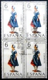 Quadra de selos postais da Espanha de 1968 Guipuzcoa