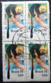 Quadra de selos postais do Brasil de 1976 Mico Leão