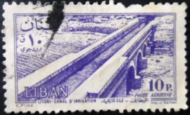 Selo postal do Líbano de 1957 Irrigation Canal at Litani