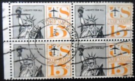Quadra de selos postais dos Estados Unidos de 1967 Statue Of Liberty