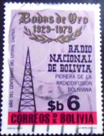 Selo postal da Bolívia de 1979 Transmission pole and Radio waves