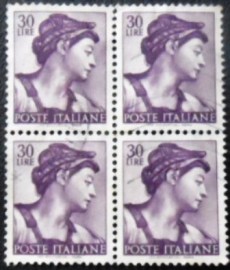 Quadra de selos postas da Itália de 1961 Head of the Sibyl Eritrea
