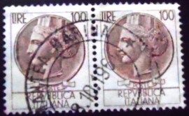 Par de selos postais da Itália de 1959 Coin of Syracuse 100