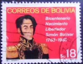 Selo postal da Bolívia de 1982 Simon Bolivar