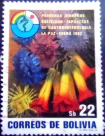 Selo postal da Bolívia de 1982 Flowers