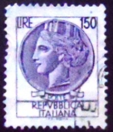 Selo postal da Itália de 1976 Coin of Syracuse 150